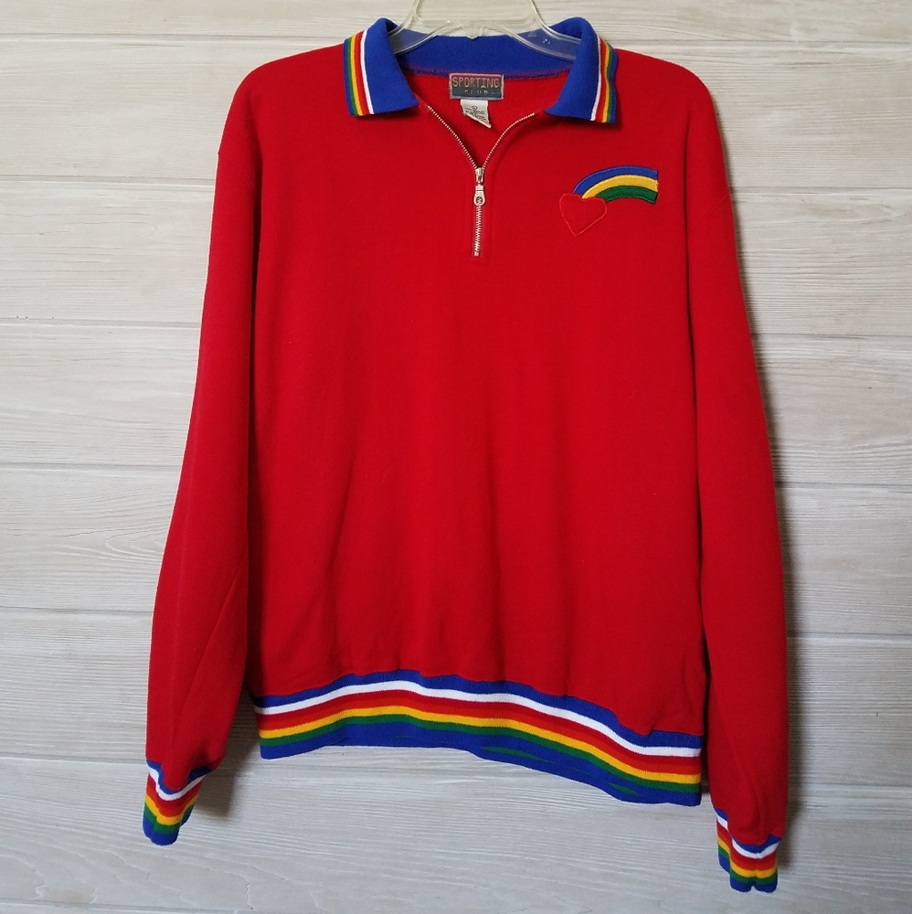 Vintage 80s Rainbow Heart Sweatshirt Top